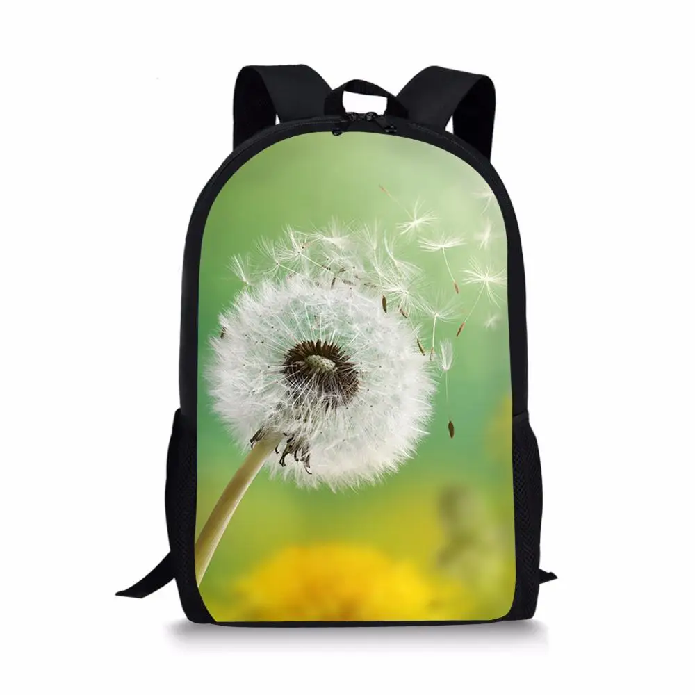 Elvispalavras mochilas escolares para meninos e meninas, bonita mochila com estampa de dente de leão, bolsa para livros escolar de adolescentes, fashion