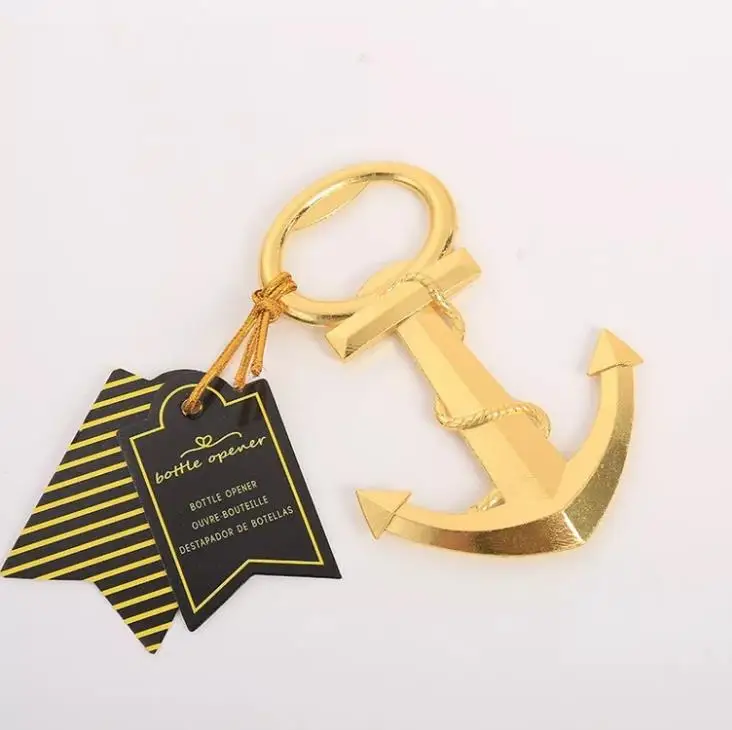 

200pcs Unique Anchor golden Bottle Opener for Wedding Gift Beach Themed Sea Party Kitchen Bar Wine Beer Openers Tools SN188