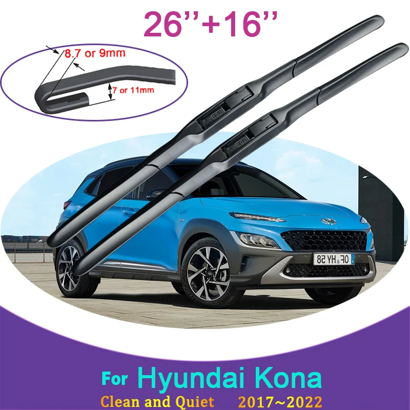 Per Hyundai Kona 2017 2018 2019 2020 2021 2022 Due Tergicristallo In Gomma Raschiare La Neve Parabrezza Anteriore Spazzole Accessori Auto adesivi