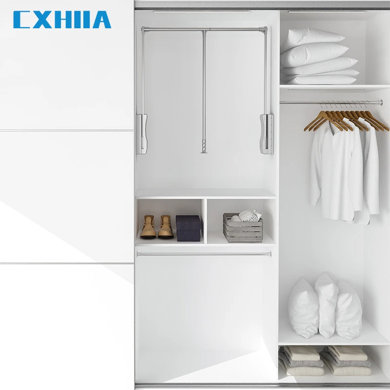 CXHIIA Wardrobe Pull-Down Clothes Rail Lifting Hanger Cloakroom Clothes Hanger Lifting Hanger Wardrobe Hardware Accessories