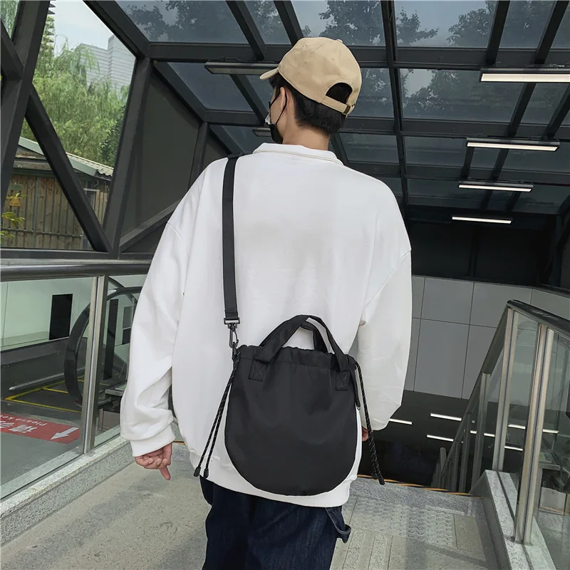 Drawstring Messenger Bag Niche Design Bag Couple Fashion Brand Nylon Harajuku Student Hit Color Shoulder Bag Female