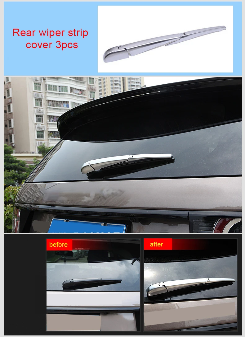 

For Land Rover discovery 2015-2019 chrome Car exterior Rear wiper strip cover 3pcs