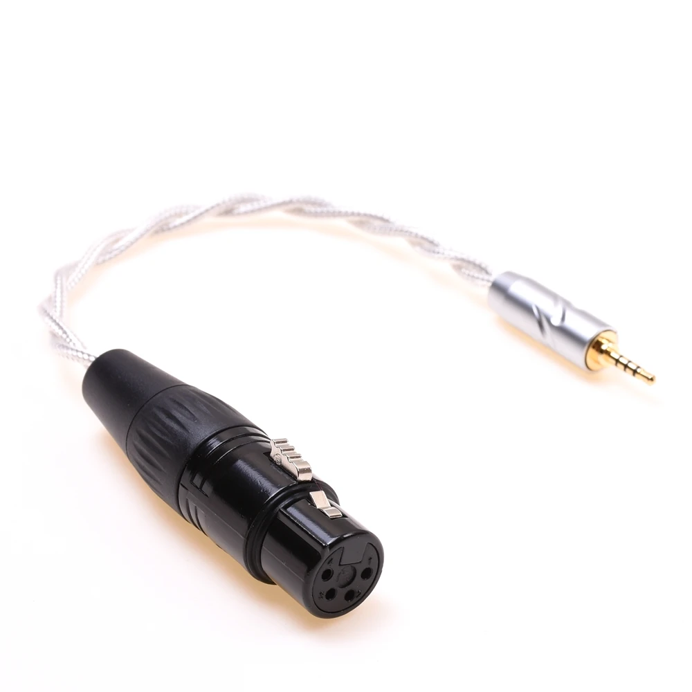2.5mm męski na 4pin XLR żeński zrównoważony Adapter Audio posrebrzany przewód ekranowy kompatybilny dla Astell & Kern AK240 AK380 DP-X1FIIO