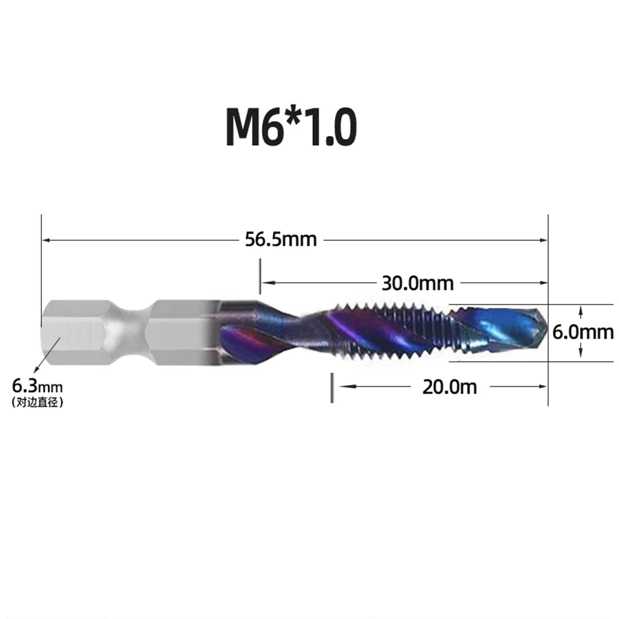 Imagem -05 - Haste Hexagonal de Aço de Alta Velocidade Azul Composto Torneiras Cnc Torno Máquina Espiral Torneira Perfuração e Atacar Torneiras m3 m4 m5 m6 m8 M10