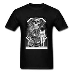 Rider Skull Motorcycle Cool T Shirts Mens Summer New Fashion Vintage Design Cotton T Shirts Pin Up Sex Punk T-Shirts 2018