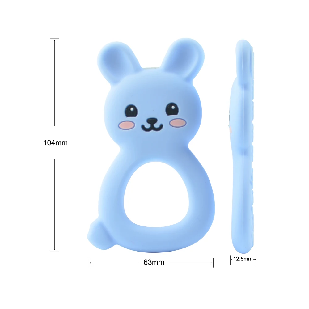 LOFCA Rabbit Silicone Teether Cartoon Animal Baby Teething Toy Free BPA Food Grade Silicone Pendant Gift Accessories Making