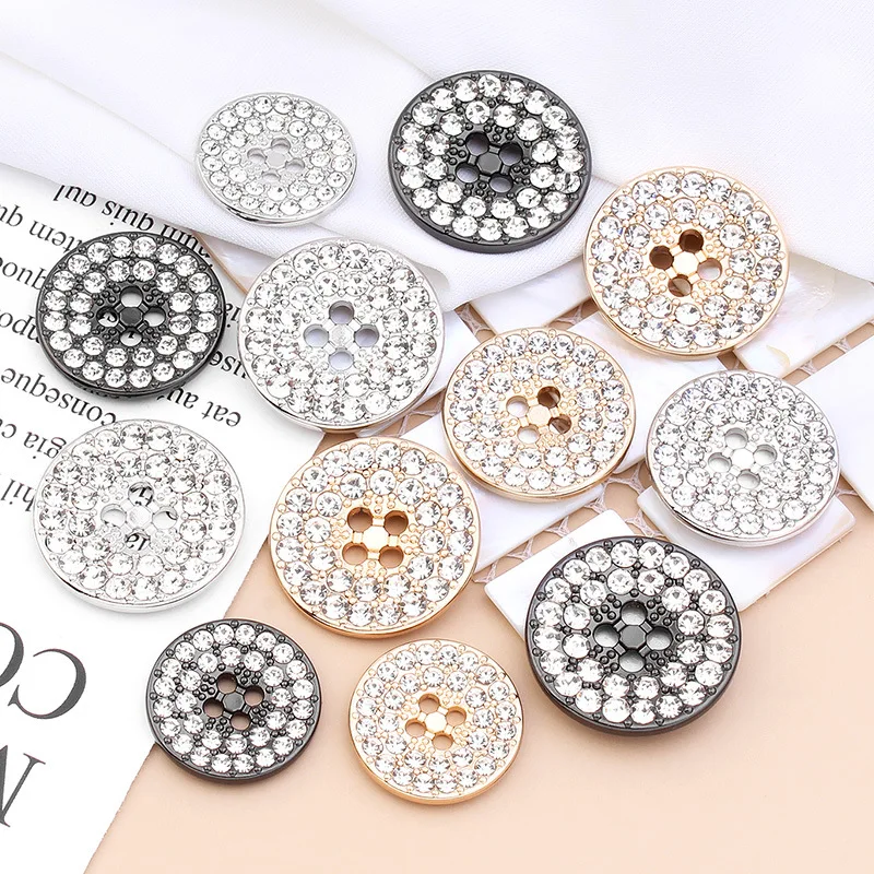 10pcs Metal Buttons Coat Suit Sweater Fashion Decoration High-end Diamond Rhinestone Button Accessories