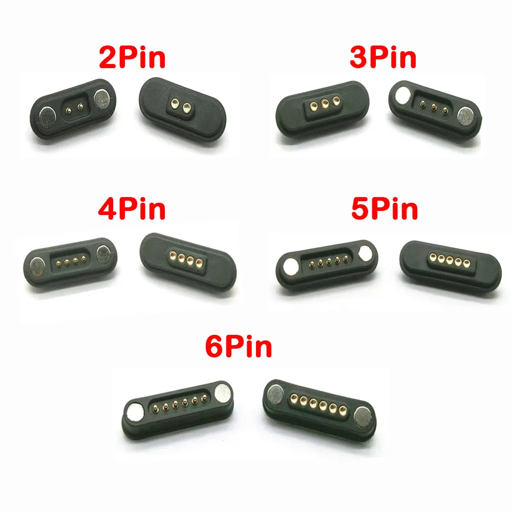 50PCS 2A Magnetic Pogo Pin Connector 2 3 4 5 6 Pin Spacing 2.2/2.8 MM Spring Loaded Male and Female Contacts DC Power Sockets