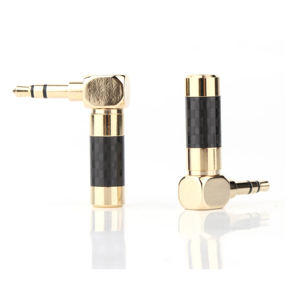 2 stücke Carbon Faser 3,5mm Jack Vergoldet 3,5mm Stecker 90 grad winkel Adapter Männlichen Stereo Audio Jack stecker Für Kopfhörer Kabel – Detail 4