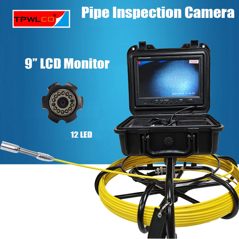 120 Degree 23mm Video Camera Head 7inch Industrial Endoscope Sewer Pipe Drain Inspection Sytem Support DVR Recorder/20m Cable