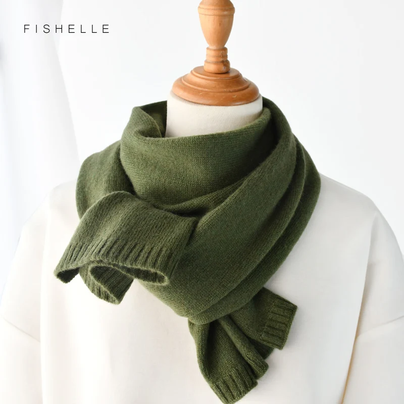 luxury cashmere scarves army green women and men winter knitted scarf adults warm wool man small scarves solid color