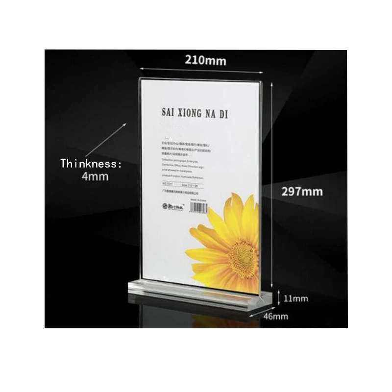 

10pcsT type acrylic poster tag list menu holder clear double-sided display desk sign frame KTV hotel restaurant table label rack