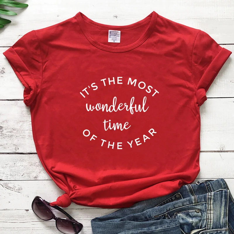 

Funny Winter Holiday Gift Tshirt Women's Merry Christmas Gift Tee Shirt Top It's The Most Wonderful Time Of The Year T-shirt