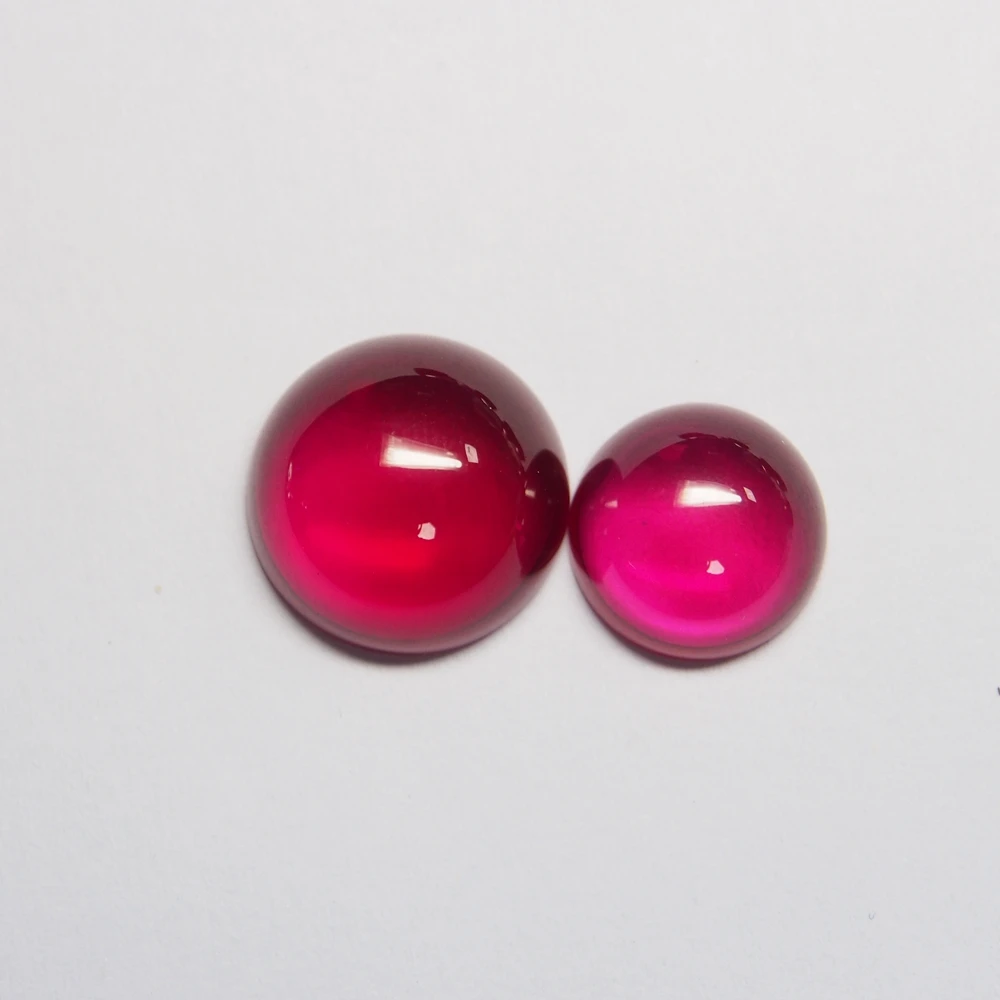 Flat Bottom Synthetic Round Ruby Cabochon Gemstone Loose Red Corundum Stone
