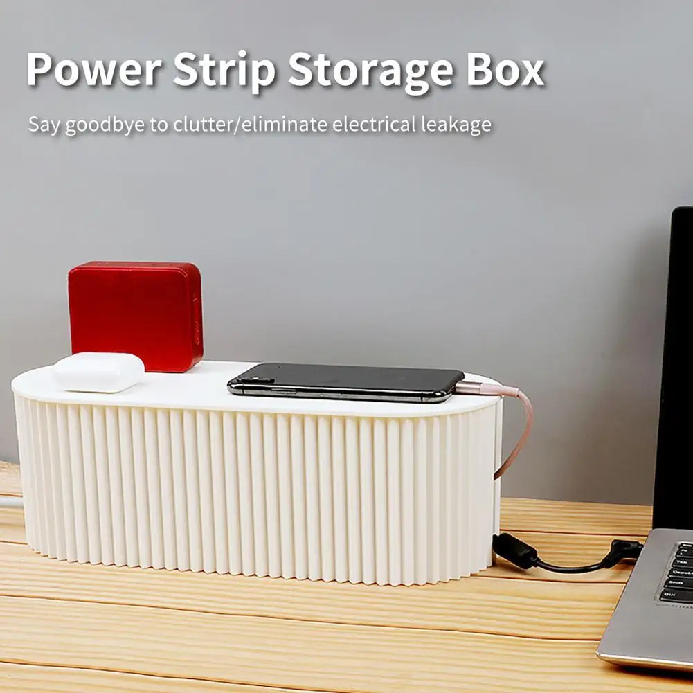 

Cable Organizer Wooden Power Strip Storage Box Charger Socket Management Box Holder Dustproof Cover Network Line Storage Bin