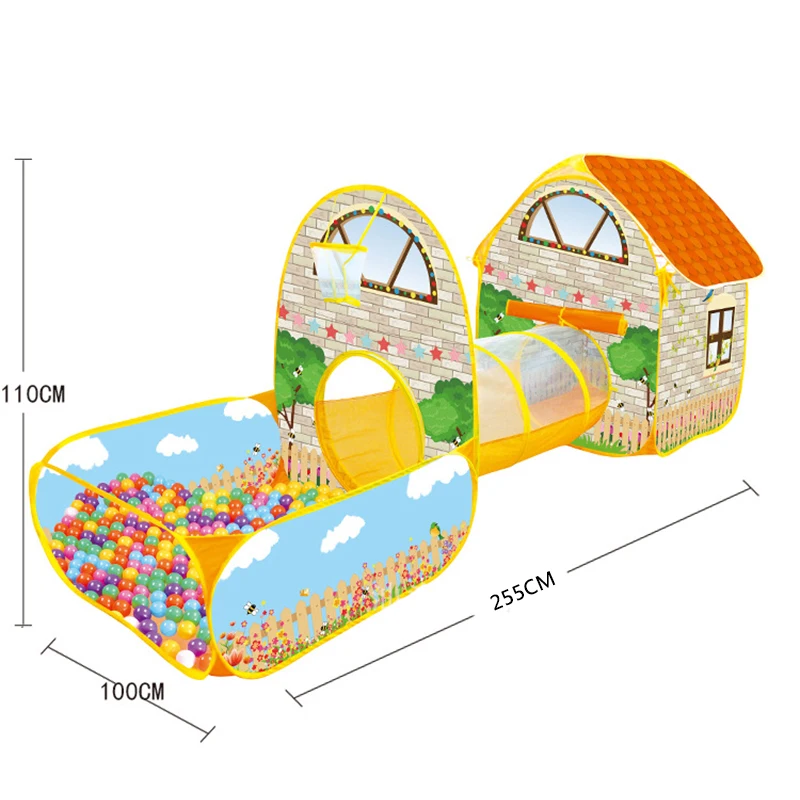 Tentes de fosse à balles pour enfants, tunnel rampant, tente Wigwam pour enfants, tunnel de maison de jeu pour enfants, piscine à balles pour bébé, 3 en 1