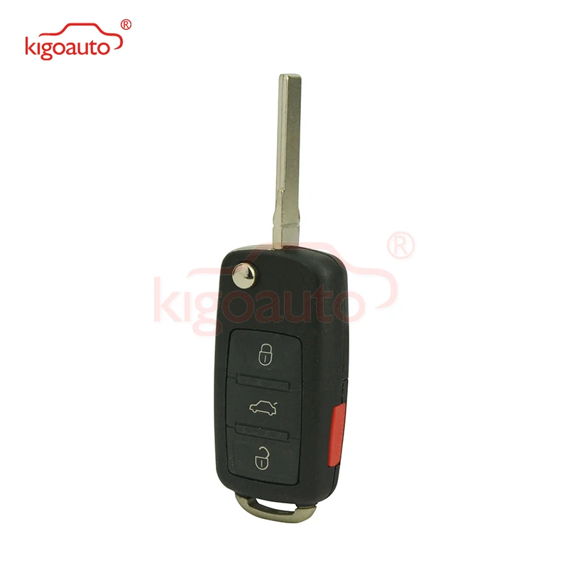 Kigoauto Flip Remote Key Shell 3 Button with Panic for Volkswagen Touareg 2004 2005 2006 2007 2008 2009 2010 2011