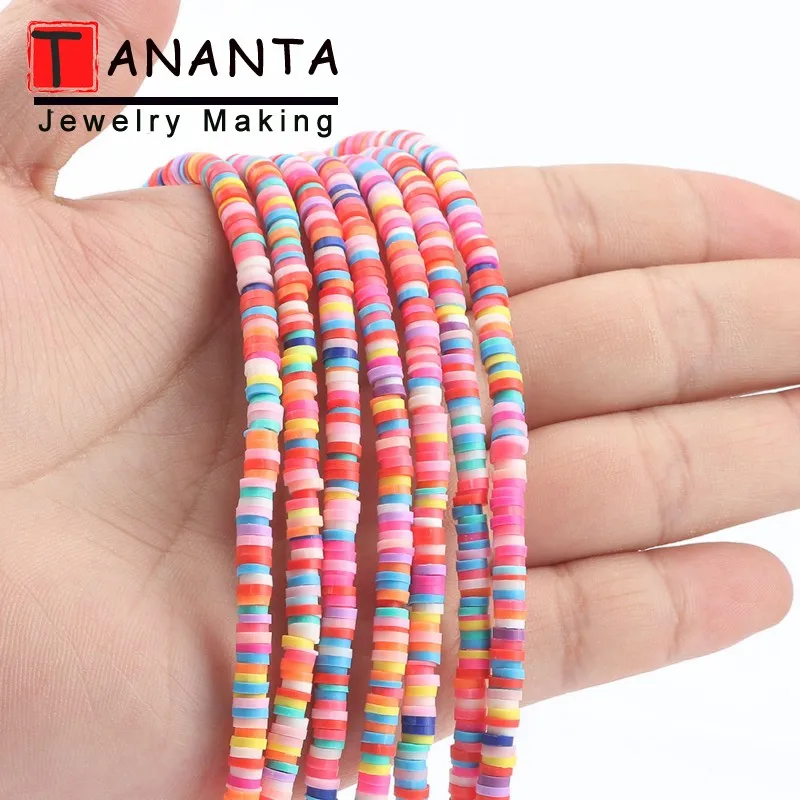 Flat Round 4/6mm Polymer Clay Chip Disk Loose Spacer Slices Beads for DIY Necklace Boho Bracelet Jewelry Findings Making 15inch image 6