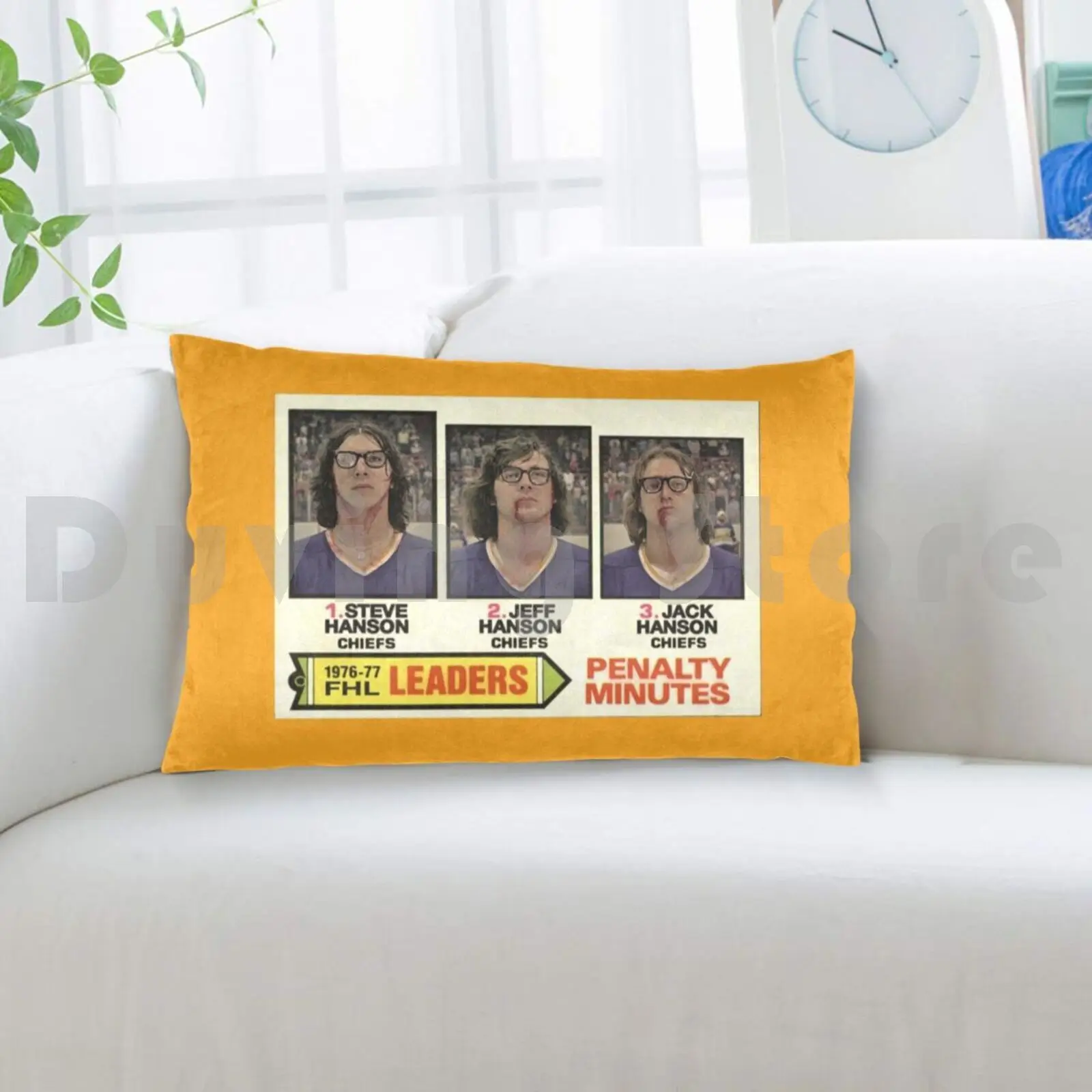 Hanson Brothers-Hockey Card!pillow Case Hockey Chiefs Fictional Hockey Team Hockey Team Movie view 4