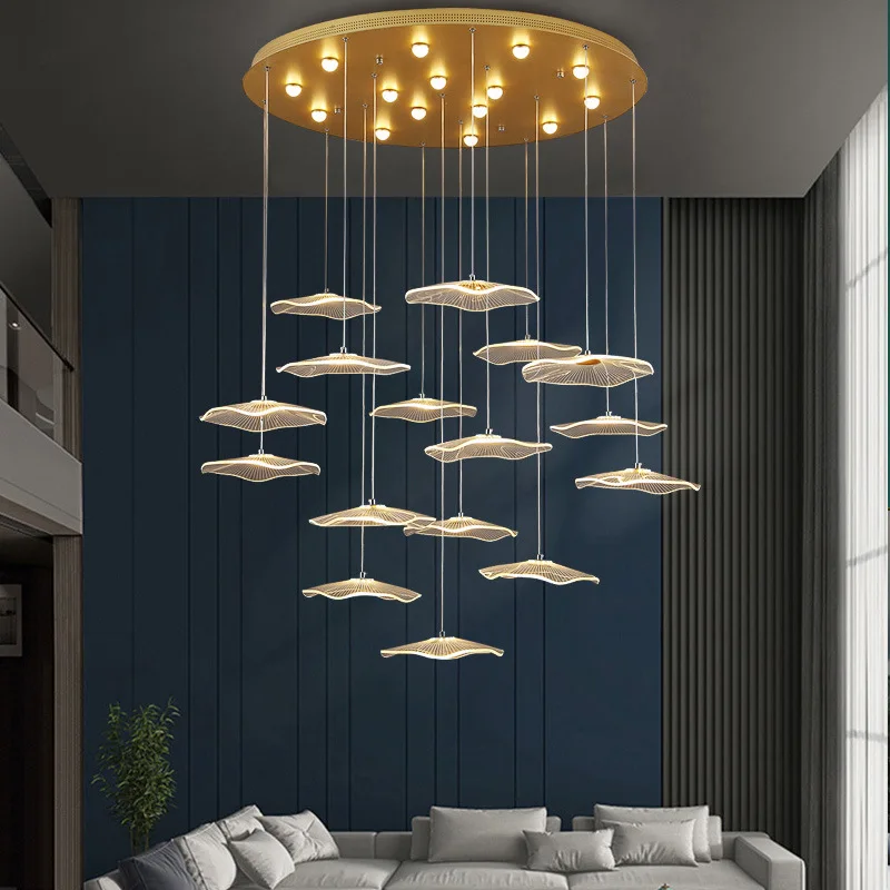 Nordic Bubble2025Modern Lotus Leaf LED pendant light lamps restaurant Acrylic Chandelier long stair