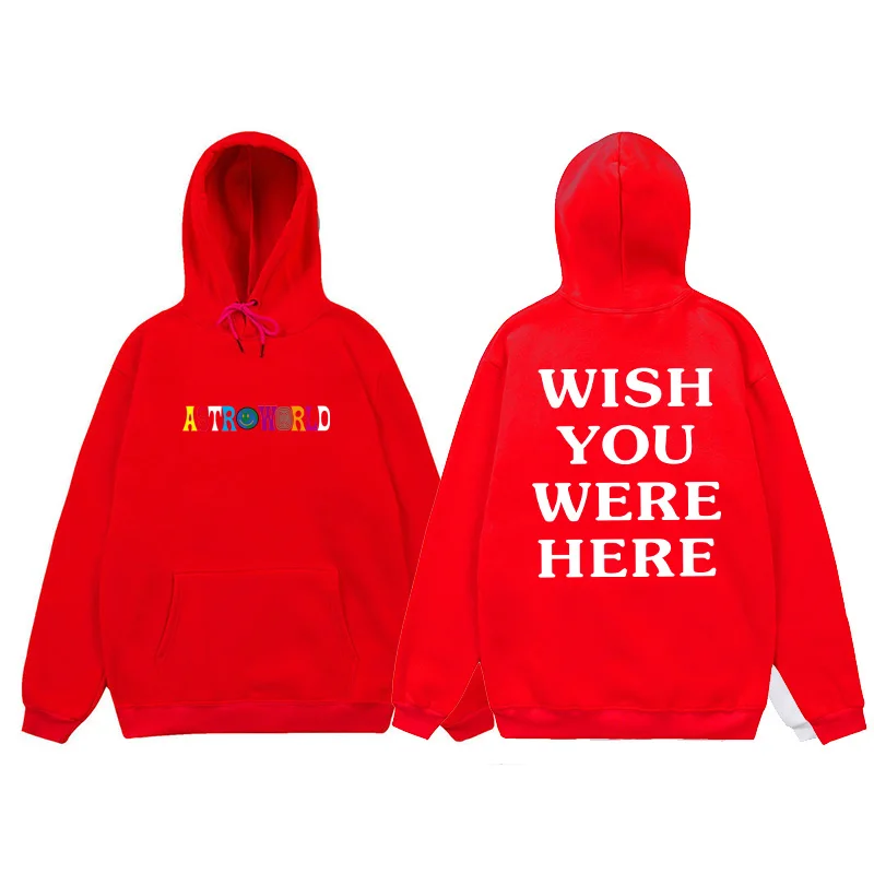 Hip Hop Hoodie Men Women ASTROWORLD Hoodies Sweatshirts Cactus Jack WISH YOU WERE HERE Letter Print Hooded Hoody Man Streetwear