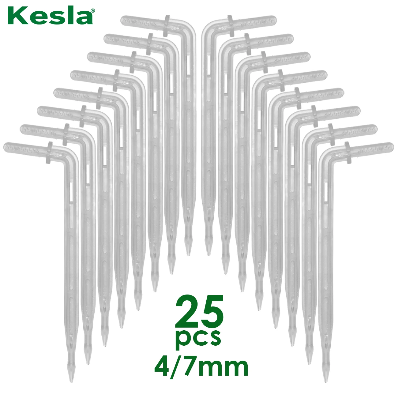 KESLA 25x Transparent Bend Arrow 1/4\'\' 4/7mm Hose Dripper Drip Emitter Water Saving Sprinkler Garden Micro Irrigation Greenhouse