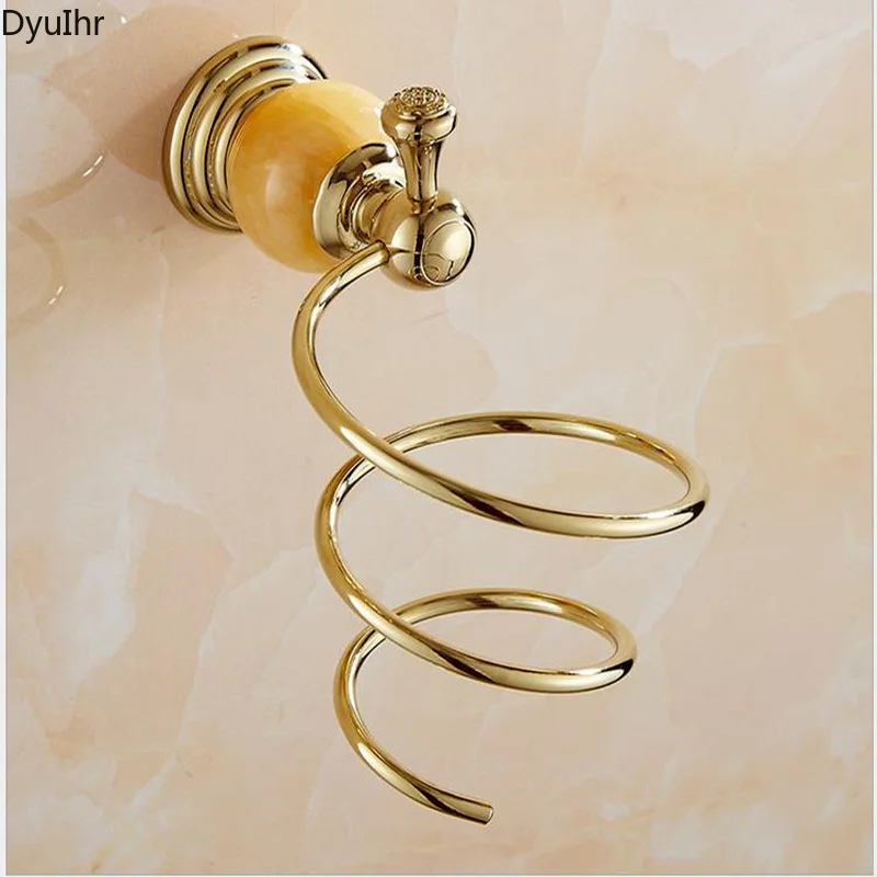 

DyuIhr antique bathroom hardware wall-mounted stainless steel gilded hair dryer shelf hole installation bathroom accessories