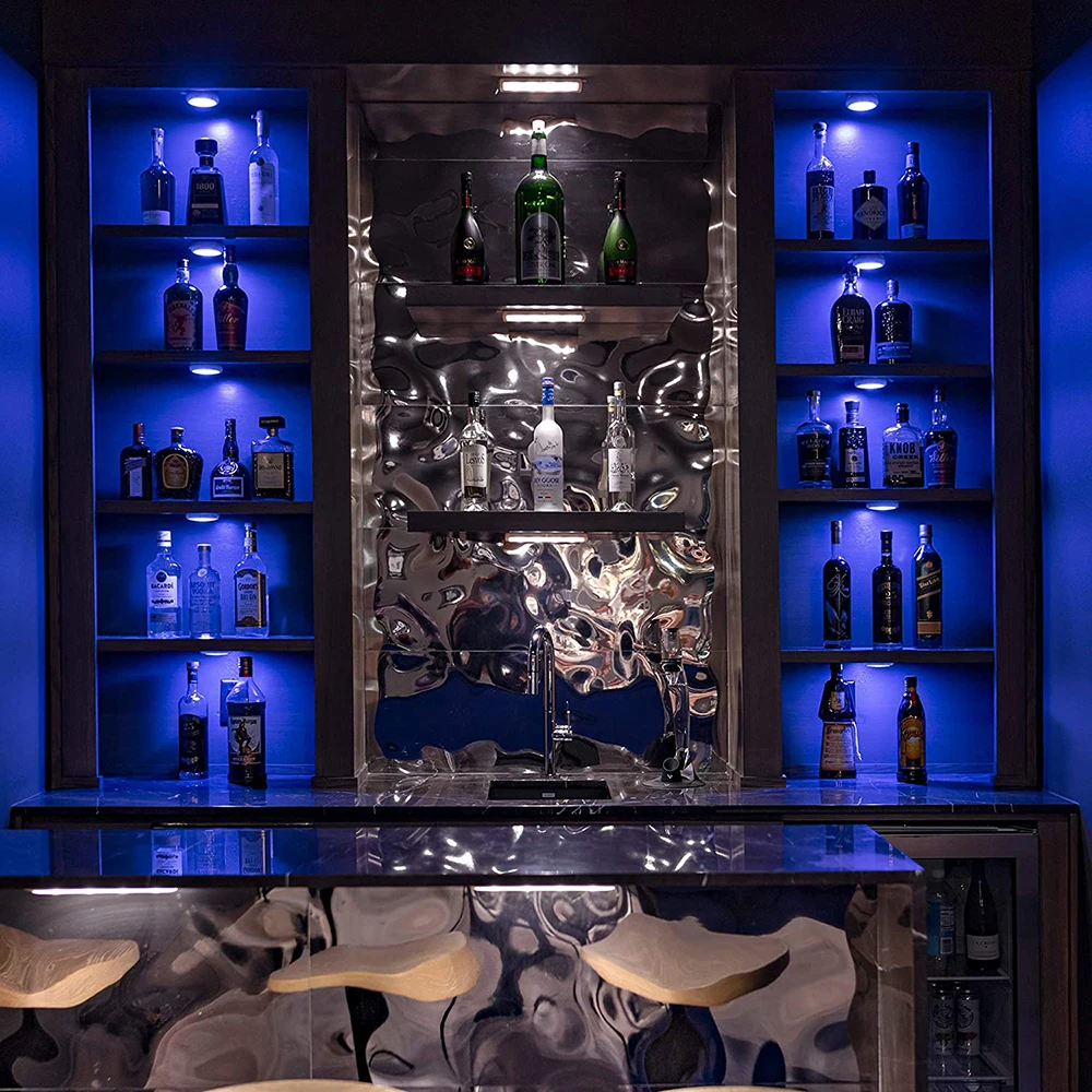 LED Cabinet Light Wireless RGBW Color Puck Lights Remote Control Dimmable Lamp For Cupboard Wardrobe Battery Bedroom Night Light