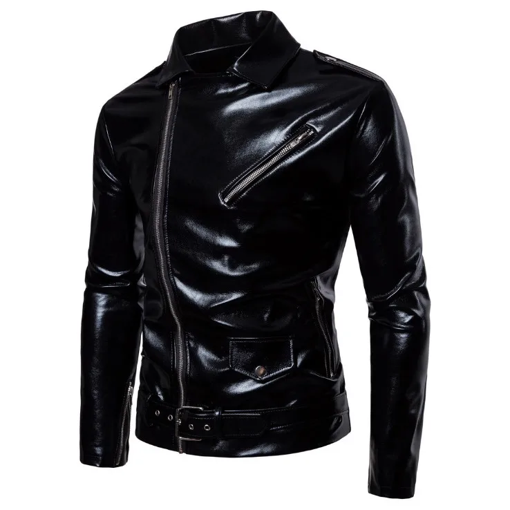 

Europe/US Size S-XXL Black Motorcycle Leather Jacket Men Autumn Zippers Thin Biker Jacket Male New Classic PU Leather Jacket