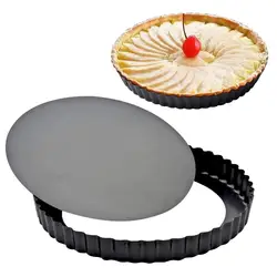 24CM Quiche Pans Removable Bottom Mini Tart Pans Set Baking Tray Tart Mold Non-Stick Removable Loose Bottom Cheesecake Pan