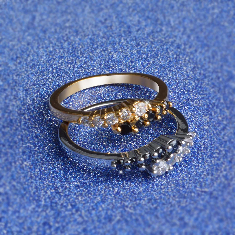 Fashion Women Ring 925 Silver Jewelry with Obsidian Zircon Gemstones Finger Rings for Girl Wedding Engagement Party Accessories