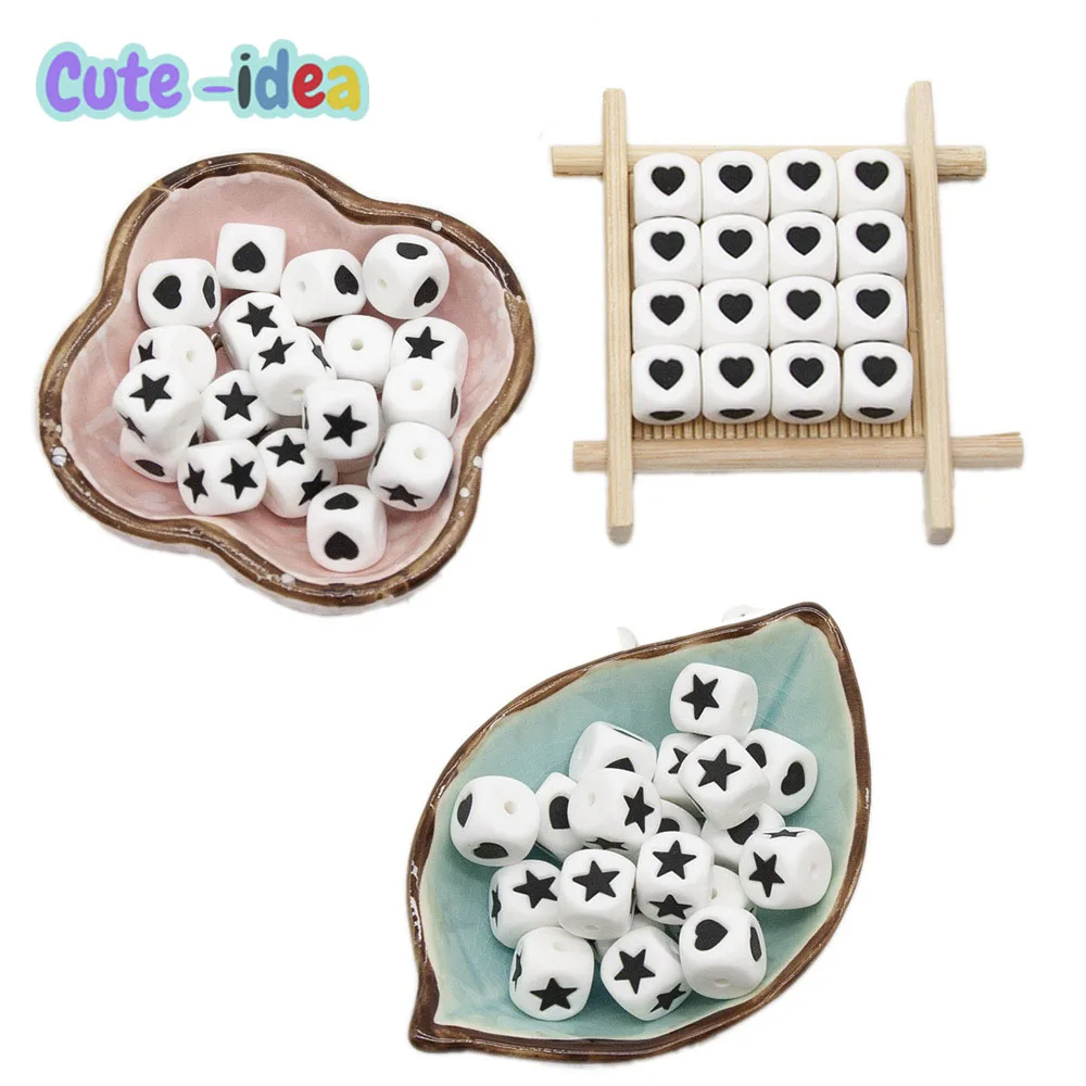 Cute-Idea 10PCs Cube Beads Teether Baby DIY Accessories Chain Jewelry Necelace Chewable Teething Soft Baby Product Food Grade