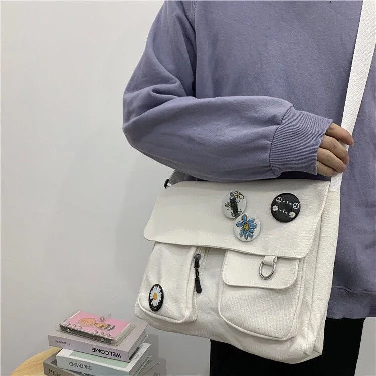 Korean Planet Print Women Shoulder Bag New Canvas Bag For Women 2020 Multiple Pockets Messenger Bags Girls Crossbody Bags Bolso