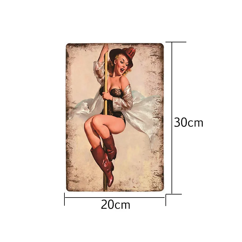 Hot Pin Up Girls Tin Signs Retro Poster Metal Plaque Sexy Woman Art Wall Decorative Plate Vintage Home Decor 20X30CM