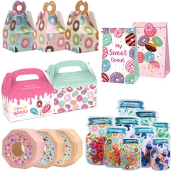 1 paquete de bolsas de regalo de Donuts, cajas de embalaje de galletas y dulces para niños, suministros para fiesta de feliz cumpleaños, decoraciones Kraft DIY para boda
