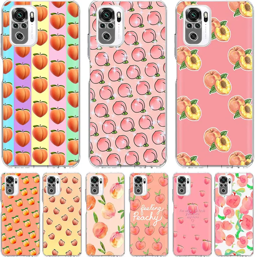 Fruit Juicy Peach Pink Phone Case For Xiaomi Redmi Note 13 12 12S 11 11S 10 10S 11E Pro Plus 11T 9 9S 8 8T 7 5 + Cover Fundas Si