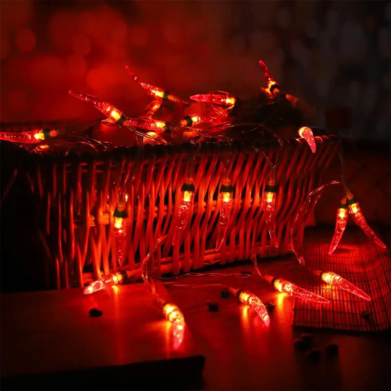 Chili String Light Fashion Powered Red Pepper Light String Fairy Lighting Night Lamps for Deck Fence Patio Balcony