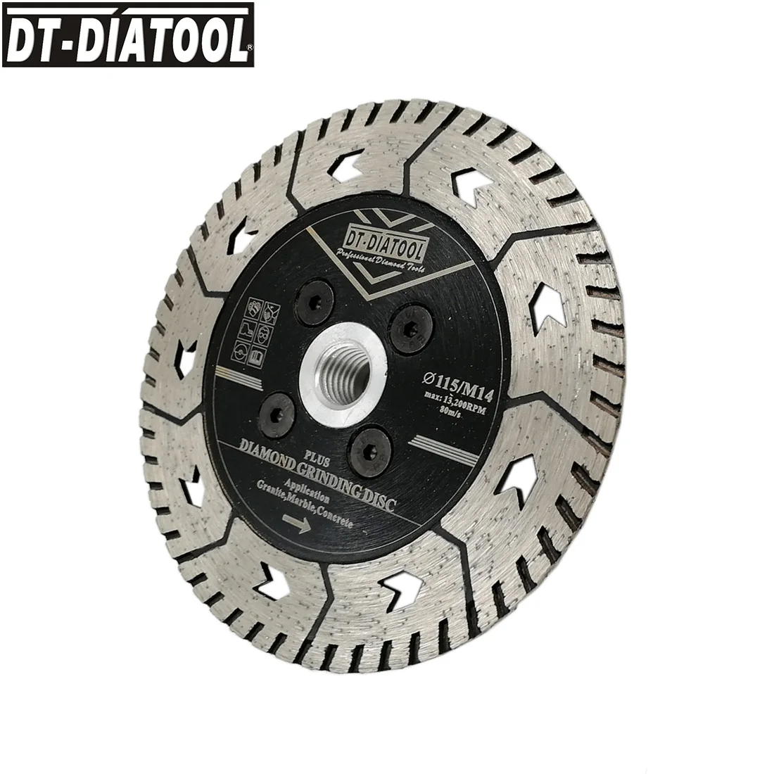 DT-DIATOOL 1pc M14 Dia 115mm/4.5“ Hot Pressed Diamond Grinding Cutting Disc Cut Grind Sharpen Granite Marble Concrete Saw Blade