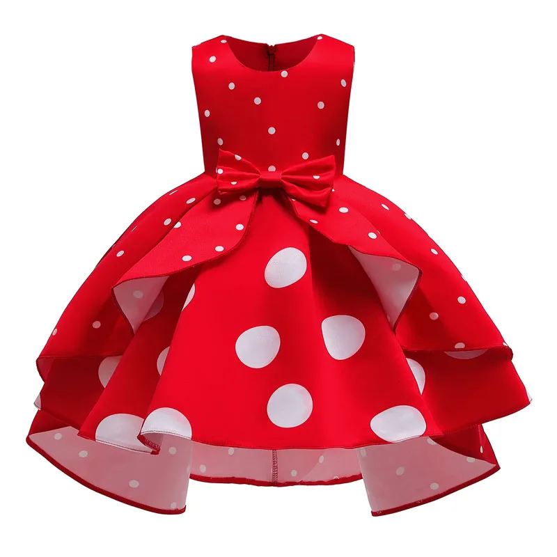 Girls Dress Wedding Evening Party Elegant Princess Dress Casual Kids Clothes Bow Dots Dress Children\'s Vestidos New Year Dresses