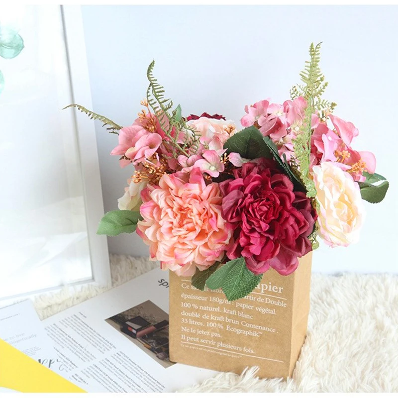 decoration accessories vase mariage Plant Basket Wedding Party Kraft Paper Bag Flowerpot Artificial Flower Fruit Nordic Style