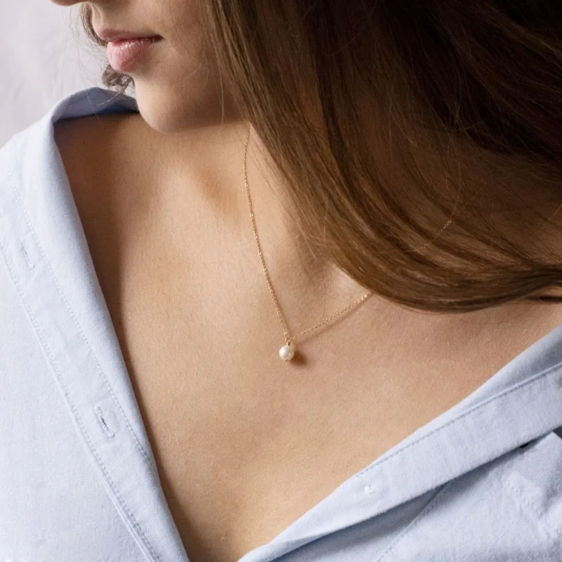 925 Silver/Gold Filled Pearl Necklace Handmade Jewelry Choker  Pendants Collier Femme Kolye Collares Necklace for Women