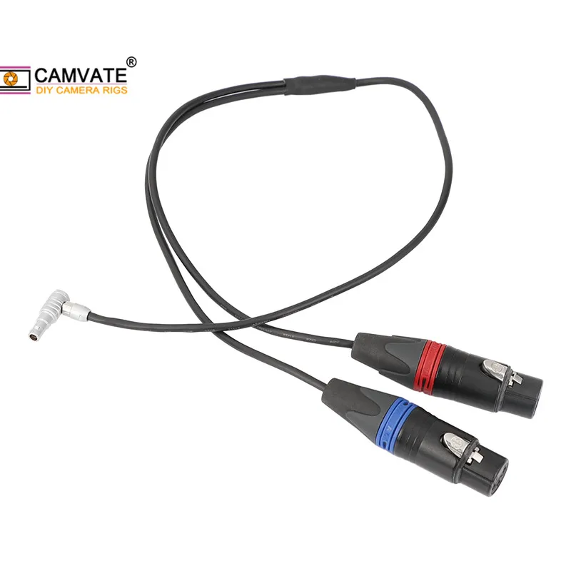 CAMVATE Audio Input Cable Connector (Right Angle 5 Pin Male To Dual XLR 3 Pin Female) For ARRI Alexa Mini's 5-pin 00 Series jack