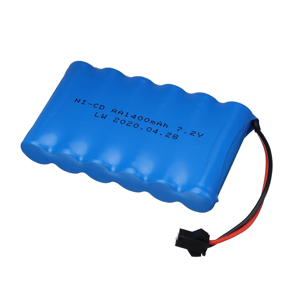 (Sm Plug) 7.2V 1400Mah Nicd Batterij/Lader Voor Rc Speelgoed Auto Tanks Treinen Robot Boot Ni-Cd Aa 700Mah 7.2V Oplaadbare Batterij