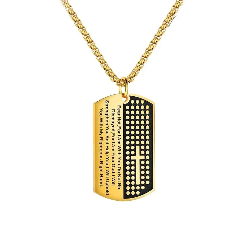 MADALENA SARARA Christian Bible Style Titanium Steel Pendant Chain Necklace