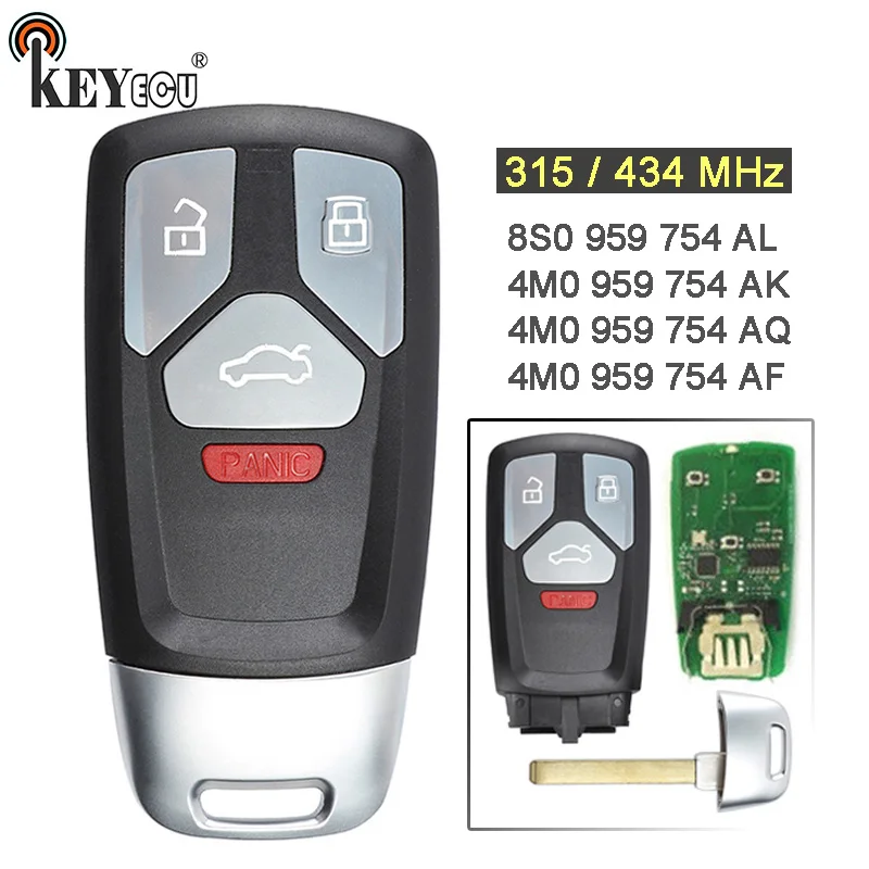 

KEYECU 315/ 434 МГц 8S0 959 754 AL / 4M0 959 754 AK /AQ /AF без ключа, 4-кнопочная фотосессия для Audi A3 TT R8 2016-2018