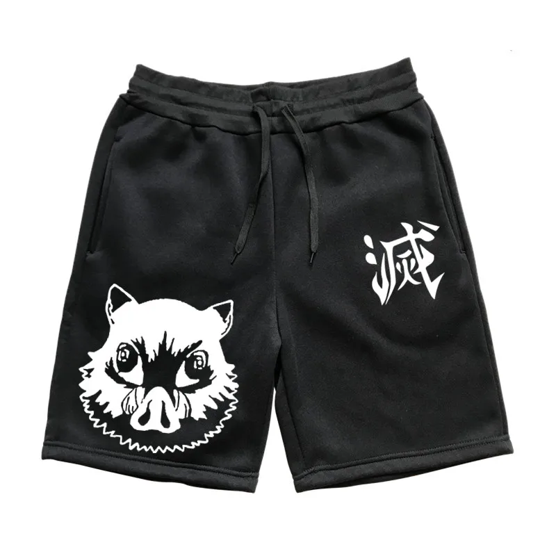 2021 Men Hip Hop Cargo Shorts Streetwear Building Demon Slayer Print Denim Shorts Harajuku Jogger Shorts Autumn Short Cotton