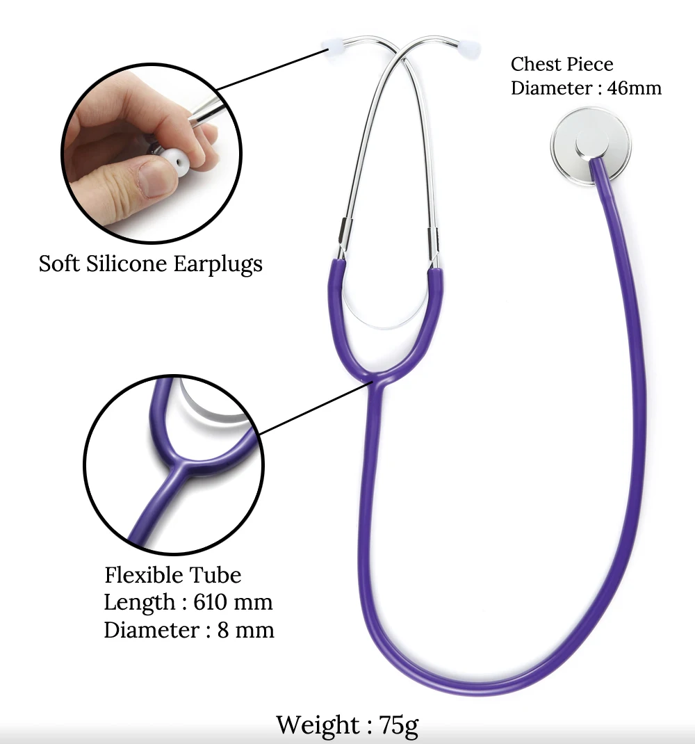 Basic Medical Stethoscope Single Head Professional Cardiology Stethoscope Doctor Student Vet Nurse Medical Equipment Device