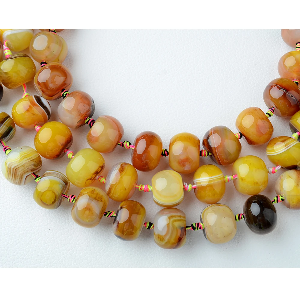 Smooth Round oval yellow pattern agate natural stone beads For DIY Necklace Bracelet Woman Gift Jewelry Making 15
