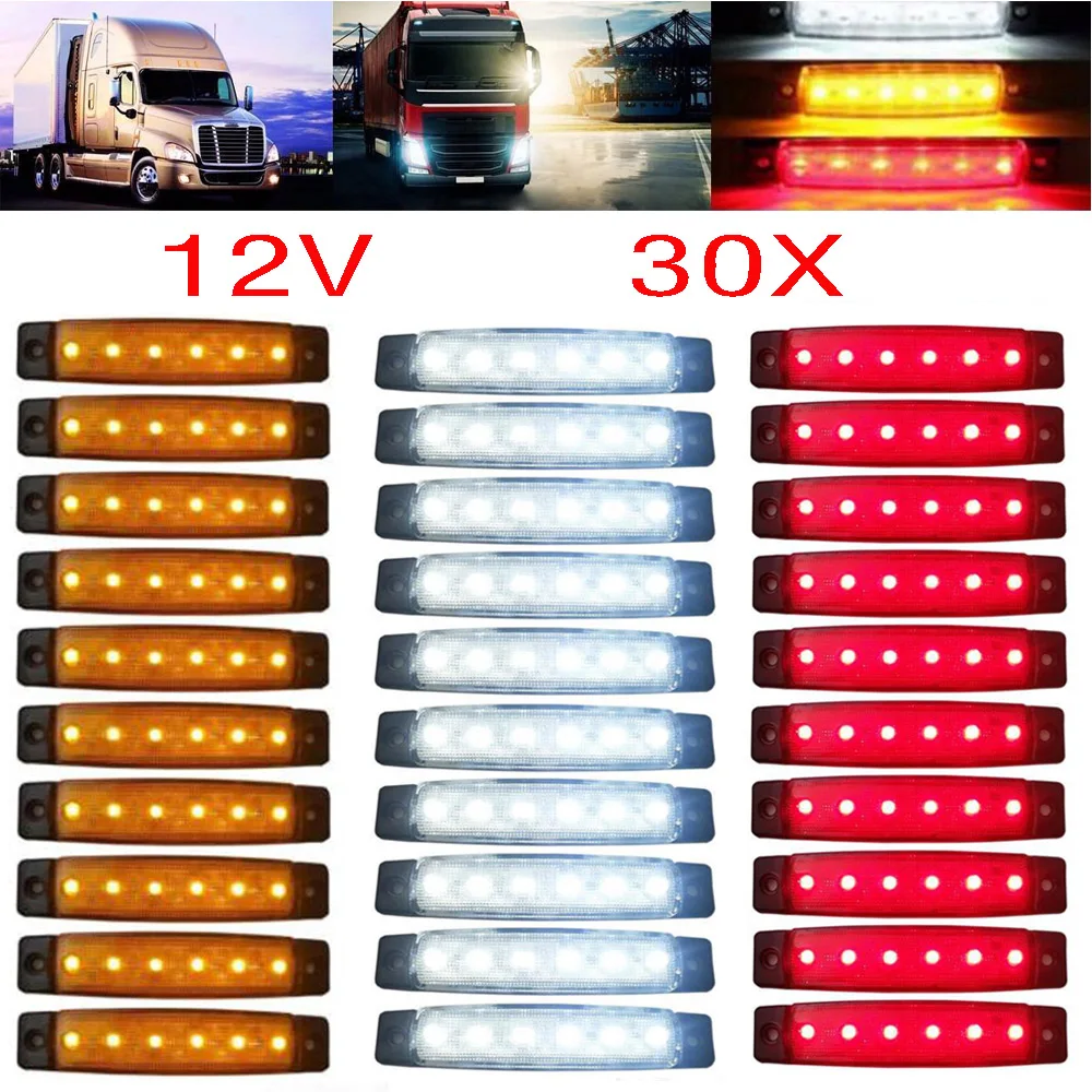 30Pcs 12V/24V 6 Led…