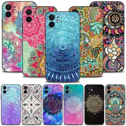 Mandala-Apple iPhone用シリコンケース,Apple用電話シェル15, 14, 13, 12, 11 pro max,xs max,xr,x,7, 8 plus,13, 12 mini,se